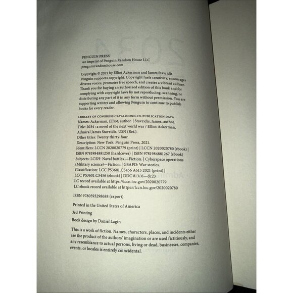2034: A Novel of the Next World War Hardcover By Ackerman Elliot EX LIBRARY - Picture 8 of 9